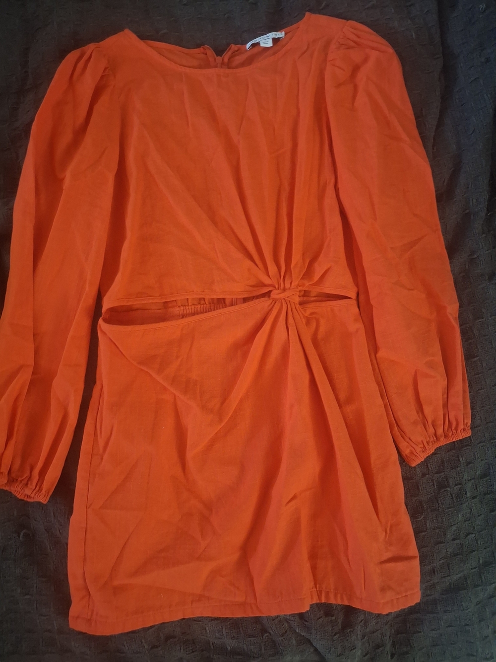 Women’s Orange Twist-Knot Long Sleeve Tunic